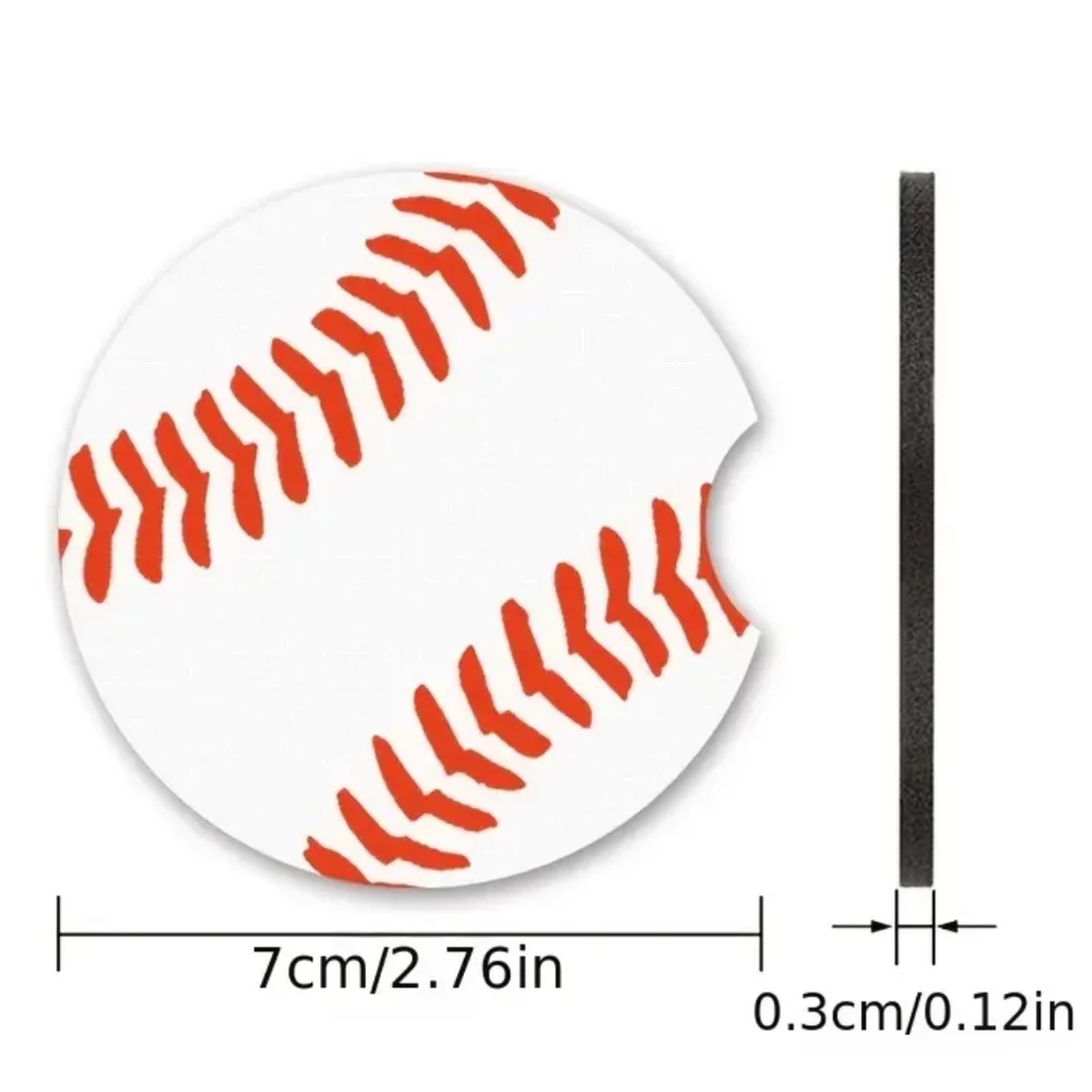 New 2 Piece Set: Baseball Print Car Coasters